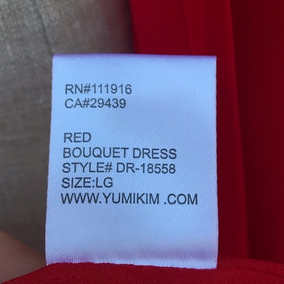 Anthropologie Yumi Kim Womens Red Wrap Midi Dress Ruffle Crepe Large - Picture 14 of 16